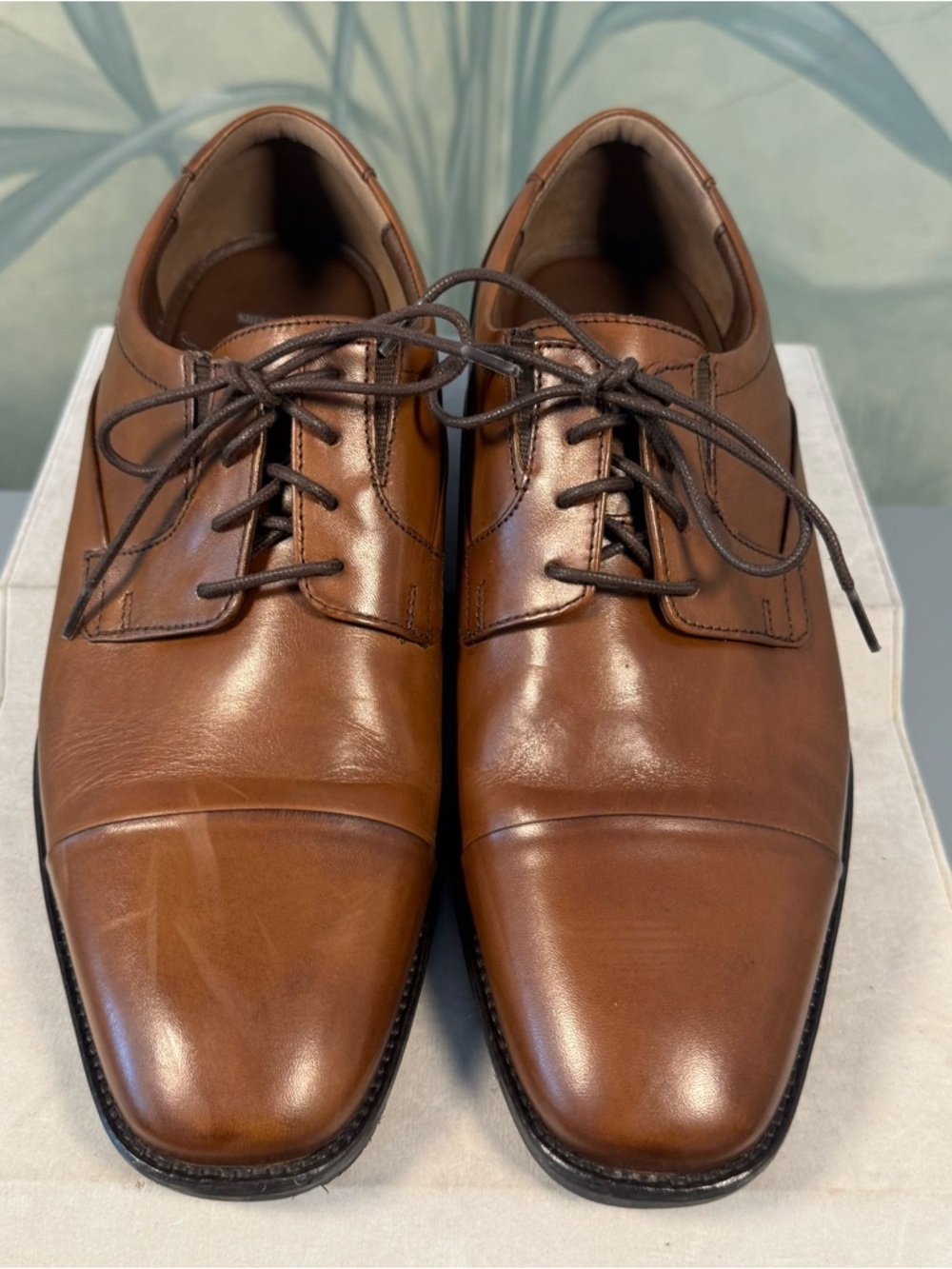 Johnston & Murphy Men's Brown Leather Cap-Toe Derbys, sheepskin, NWT, size 10